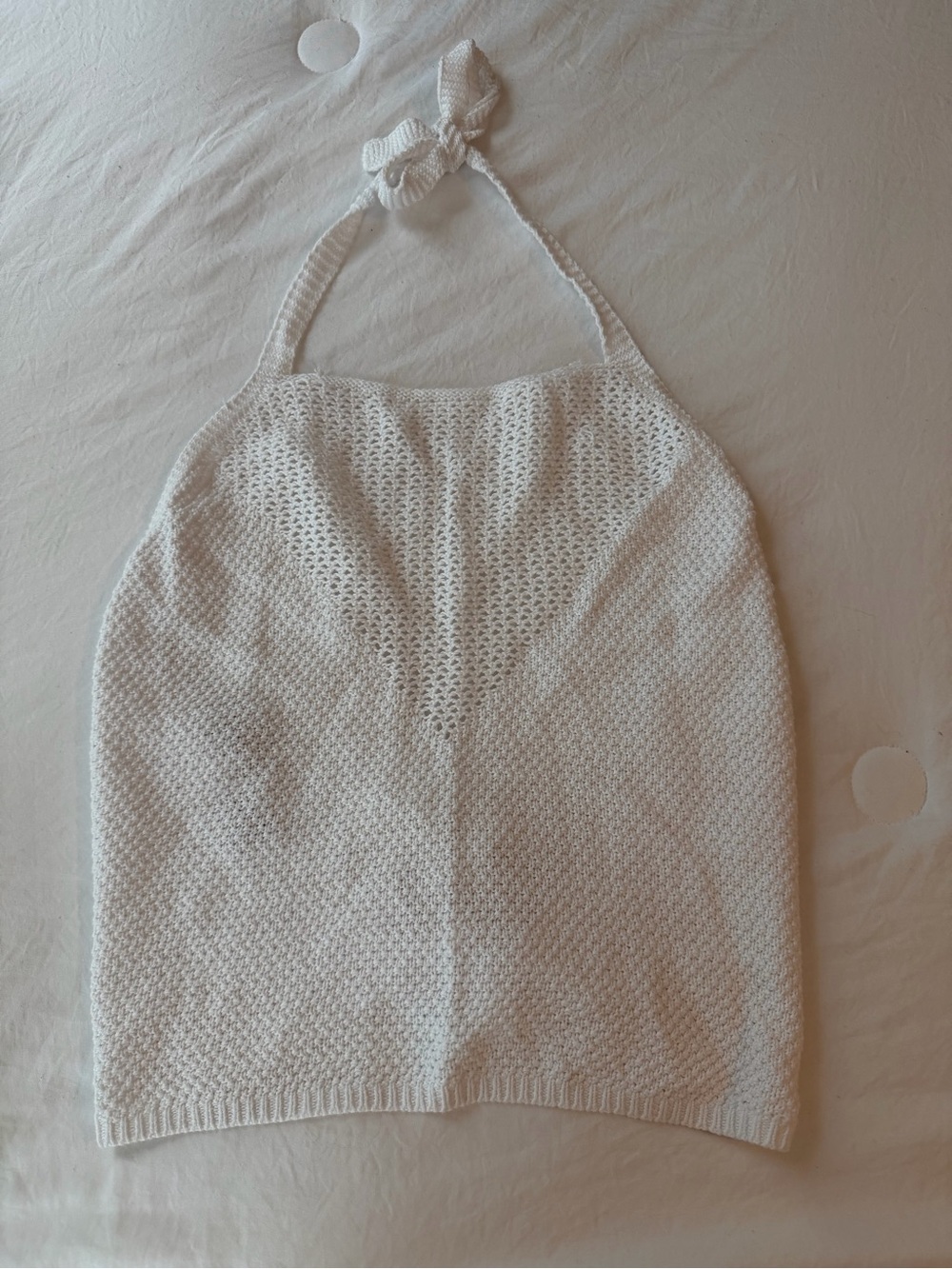525 America White Crochet Halter Crop Top
